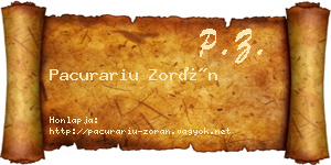 Pacurariu Zorán névjegykártya